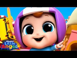 Wheels On The Rollercoaster | Little Angel | 🚌Wheels on the BUS Songs! | 🚌Nursery Rhymes