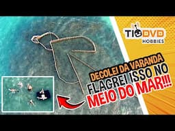 Drone DJI Air 3S vai da varanda até o MAR e FLAGRA ESTRUTURA GIGANTE e um COLCHÃO com GENTE EM CIMA!