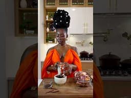 Cooking Liberian fufu and soup for dinner