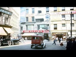 1920s - Boston in Color, Street Scene [60fps,Remastered] w/sound design added