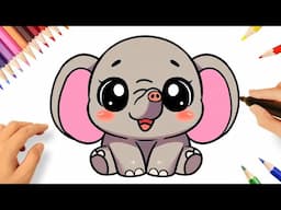 HOW TO DRAW A CUTE BABY ELEPHANT EASY 🐘❤️