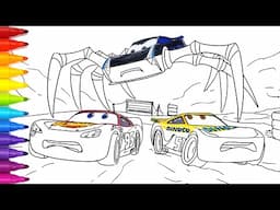 Spider Jackson Storm Chases McQueen & Cruz | CARS 3 Coloring Pages Drawing | Tim Tim TV