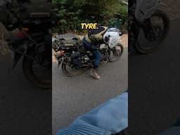 First puncture of the trip! 👩‍🔧👨‍🔧🛠️👹 #india #motovolgger #indiatravel #lavasa #travel #trip