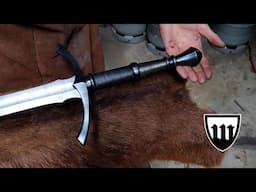 Forging a Teardrop Damascus longsword, part 3, making the handle.