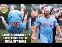 JOEY SWOLL BACKFLIP AND FIRST PITCH @cubs  💪🏼 ⚾️