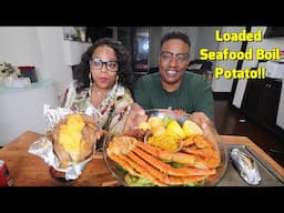 LOADED SEAFOOD BOIL POTATO DRENCHED IN SPICY SEAFOOD SAUCE