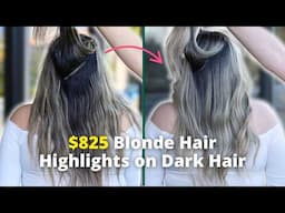 Blonde Highlights on Dark Hair Fix! $825 Hair Color Correction #highlightsondarkhair