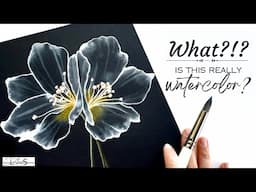WOW!! 😱🤯 MUST TRY! Black Watercolor Paper!! Step-by-Step White Watercolor Flower Painting Tutorial!
