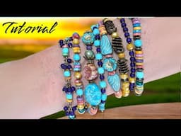 Colorful DIY Bracelet stack with Gemstones, Czech Beads & Faceted Crystals!