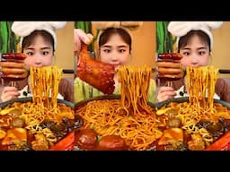 Chinese Douyin Mukbangs: Spicy Noodles Egg Eating ASMR Big Bite!