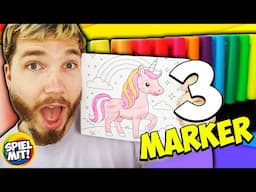 3 Marker Challenge | Alien vs Einhorn | Mal Challenge mit crazy Quiz