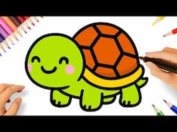 HOW TO DRAW A CUTE TURTLE EASY 🐢❤️