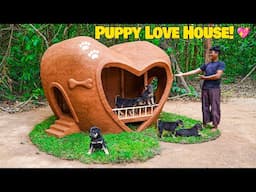 I Built a Heart Shaped Mud House for Rescue Puppies – They Loved It!