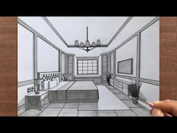 How to Draw a Bedroom in 1 Point Perspective