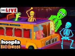 LIVE 🔴 Wheels On The Bus With Skeleton | Spooky Scary Skeleton Song | Hoopla Halloween