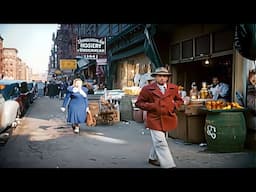 Life in 1940s New York | Rare Color [60fps,Remastered] w/sound design added