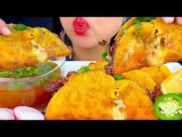 ASMR CHEESY BIRRIA TACOS DIPPED IN CONSOMMÉ (EXTRA CRUNCHY EATING SOUNDS)