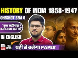 History of India 1858 - 1947 Semester 6 Non major NEP most important questions free notes ba program