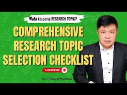 RESEARCH TOPIC SELECTION CHECKLIST