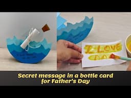 Secret message in a bottle card for Father’s day | DIY secret message card for dad