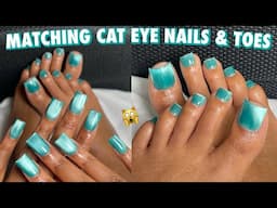 Acrylic Toes Dupe Using Novo Ovo Moon Curve Full Cover Toe Tips | Matching Cat Eye Nails & Toes