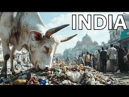 🇮🇳🐄 AGRA INDIA, HUNGRY COWS EAT DECOMPOSING PLASTIC BAGS IN SADAR BAZAR, 4K HDR