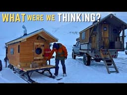 First Night EVER in my Experimental Homemade Snowmobile Cabin in Alaska