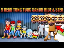GTA V : 9 head Tung Tung Sahur ATTACK Franklin, Shinchan & Doraemon | hide & seek😭GTA 5 !