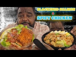 Blackened Salmon and Spicy Chicken form Lakesha's Tastefull Salad