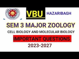 VBU SEMESTER 3 MAJOR ZOOLOGY IMPORTANT QUESTIONS #vbu #dhanbad #hazaribag #zoologydegree
