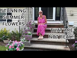 BEAUTIFUL SUMMER FLOWERS THROUGHOUT MY YARD:  NO WATERING, NO SUN - THEY ARE ARTIFICIAL!!!