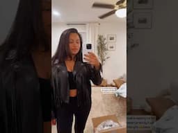 Try on Faux leather fringe jacket from Walmart! #walmartfashion