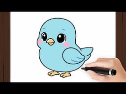 How To Draw a BLUE BIRD KAWAII I Easy