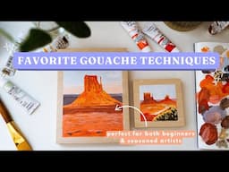 Painting Landscapes with Acrylic Gouache | Cozy studio tutorial
