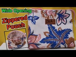 How to sew a wide opening zippered pouch end using Butler method turned in zipper ends