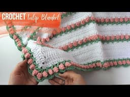 Crochet Tulip Blanket / Easiest Blanket Ever / Less Yarn, No Tails