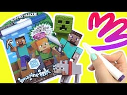 Minecraft Movie Imagine Ink Activity Coloring Book with Magic Marker and Dolls
