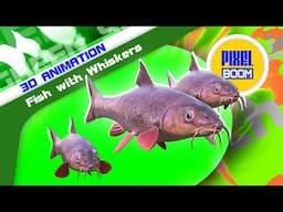 Green Screen Fish with Whiskers 3D Animation - PixelBoom