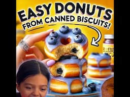 Easy Donuts from Canned Blueberry Biscuits! 🍩💙