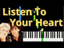 Listen To Your Heart Roxette Easy Piano Tutorial