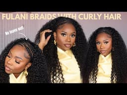 FULANI BRAIDS WITH CURLY HALF WIG | STEP BY STEP TUTORIAL| CURLYMEHAIR | Chev B.