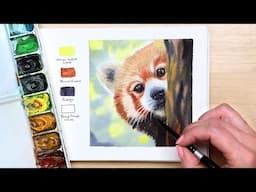 Painting a Red Panda in Watercolor – So Fluffy! 🐾 Step by Step Tutorial