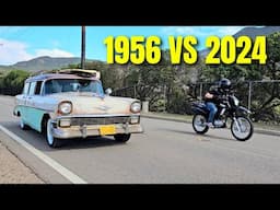 Surfin Wagon's First Race – Brand New Honda Motorcycle VS 1956 Chevy Wagon