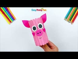 Easy Craft Idea Made With Paper Roll and Craft Sticks - Paper Roll & Craft Sticks Pig Craft