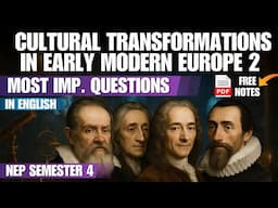 Cultural transformations in early modern europe 2 Semester 4 NEP most important questions BA program