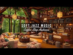 Forest Cafe Jazz Playlist ☕ Cozy Coffee Shop Ambience with Soft Jazz Instrumental Music for Unwind