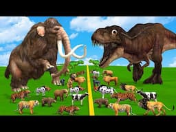 10 Mammoth Elpehants vs Prehistoric Mammals vs Albino Animal Size Comparison Revolt Battle Simulator