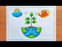 Environment Day Drawing / How to Draw World Environment Day Poster Easy Step by Step