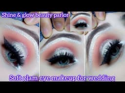 Soft glam eye makeup tutorial for wedding | easy glittery eyes makeup tutorial | shine&glow |makeup