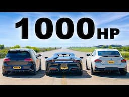 Ferrari SF90 vs Golf R y ​​BMW M240i de 1,000hp: ARRANCONES